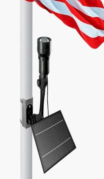 Flag Pole Zoom Spot Light Solar Powered