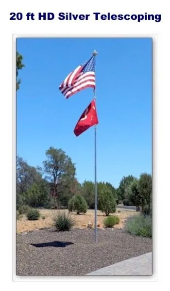 20 ft Silver Heavy Duty Flagpole
