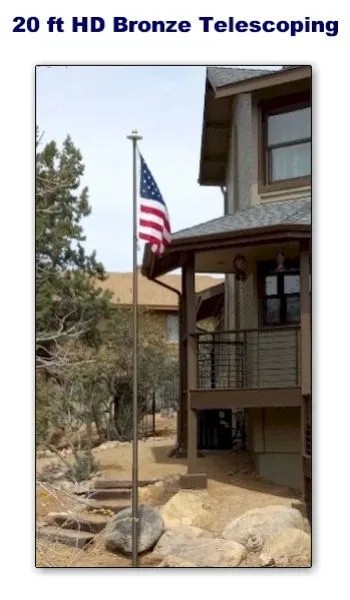 20-foot Bronze Heavy Duty Telescoping Flagpole - Made in USA