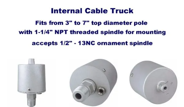 1-1/4" Spindle Mount Truck for Cable Internal Halyard Poles