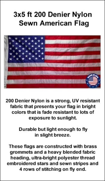 3x5 Nylon American Flag Included