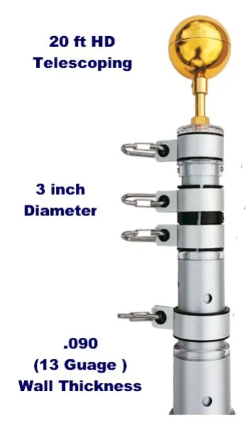 20 ft HD Silver Telescoping Flagpole