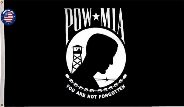 12x18 inch POW-MIA Nylon Single Sided Flag - Made In USA
